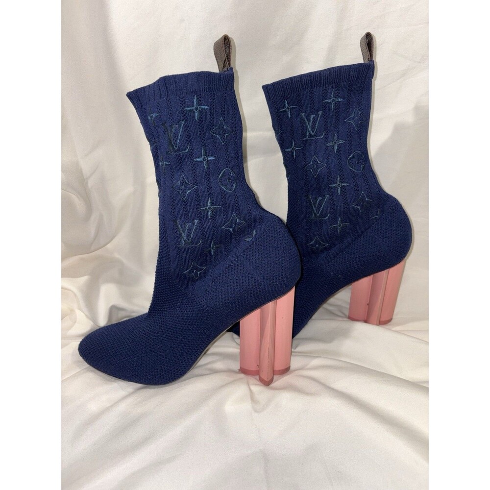 Authentic Louis Vuitton Silhouette Monogram Ankle Knit Boots Sz 37 7 US